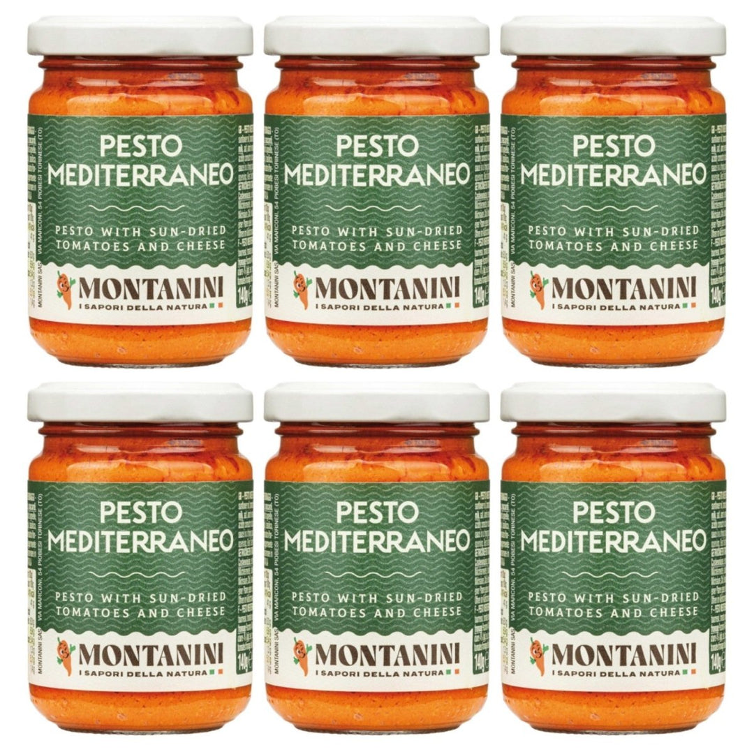 Montanini Pesto Rosso Mediterraneo Rotes Pesto mit Käse Italien (6 x 140g) - Versanel - 