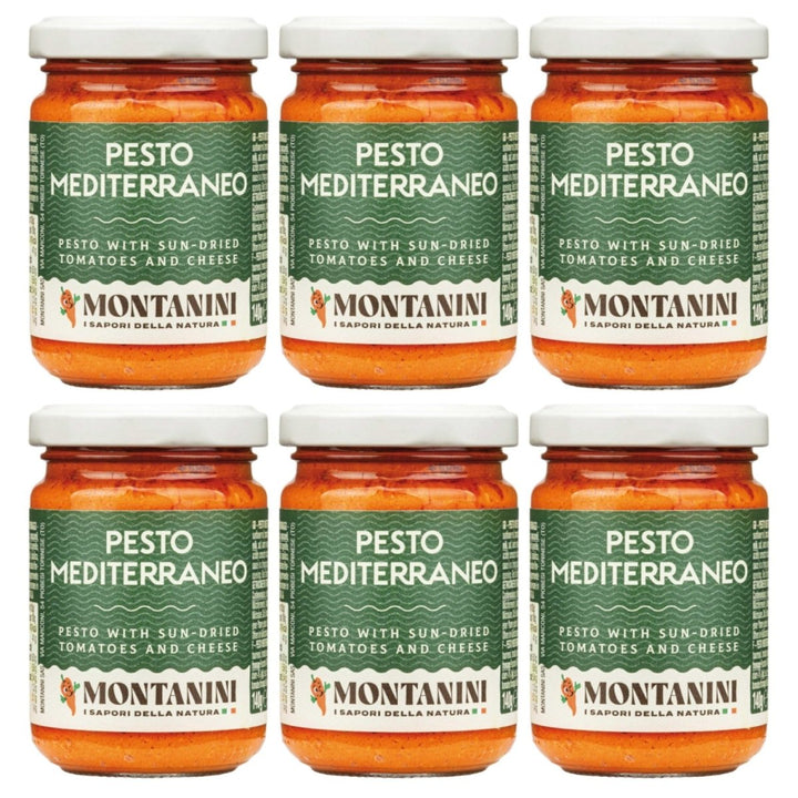 Montanini Pesto Rosso Mediterraneo Rotes Pesto mit Käse Italien (6 x 140g) - Versanel - 