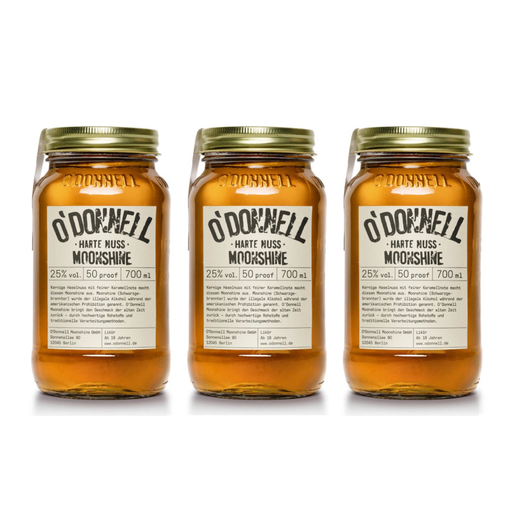 O'Donnell Moonshine Harte Nuss Vegan Likör Deutschland (3 x 0,7l) - Versanel - Spirituose