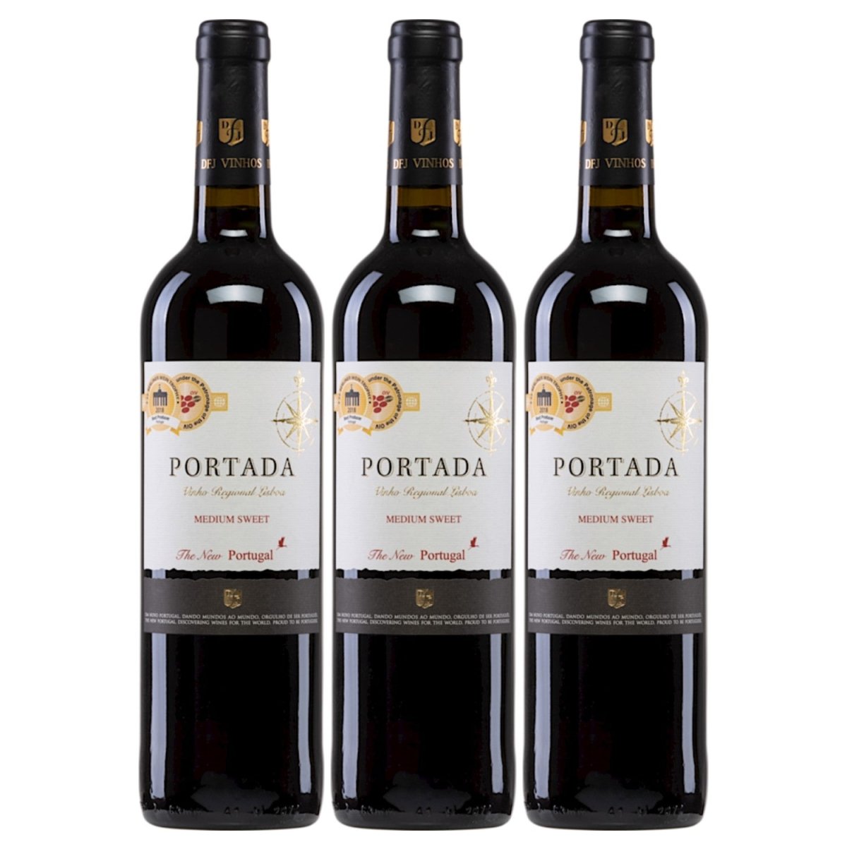 Portada Tinto Medium Sweet DFJ Vinhos Rotwein Wein lieblich Portugal (3 x 0,75l) - Versanel - 