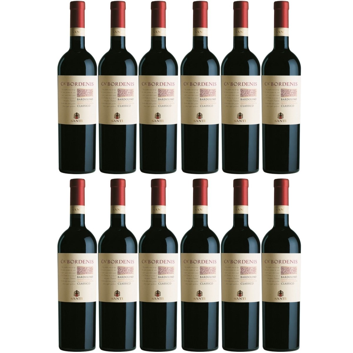 Santi Bardolino Ca' Bordenis classico DOC Rotwein Wein trocken Italien (12 x 0,75l) - Versanel -