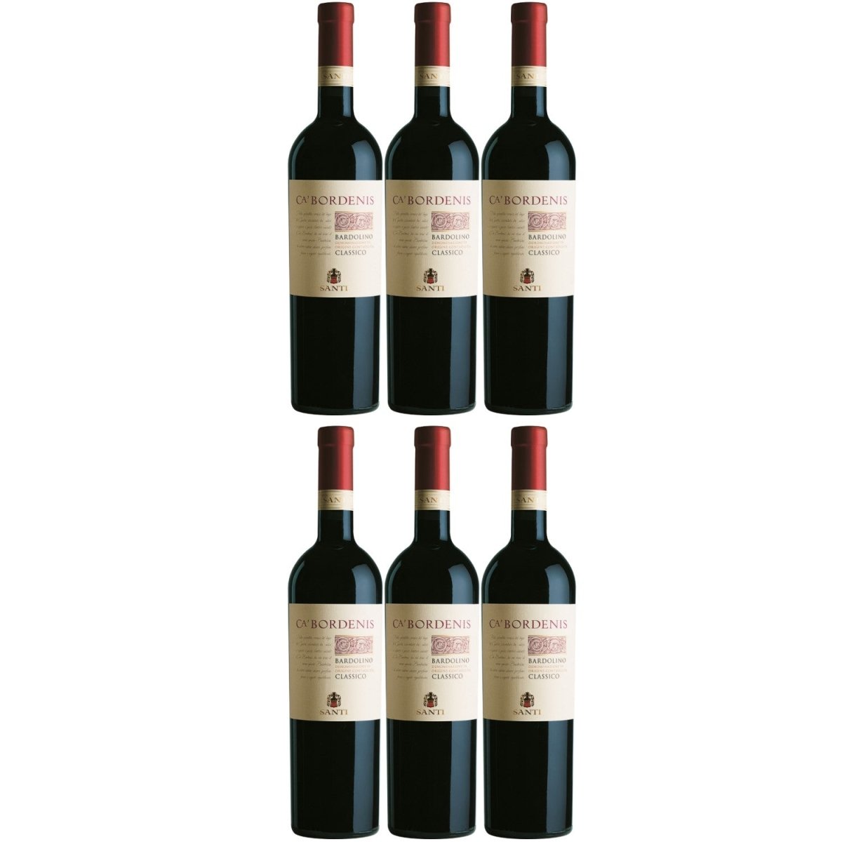 Santi Bardolino Ca' Bordenis classico DOC Rotwein Wein trocken Italien (6 x 0,75l) - Versanel -