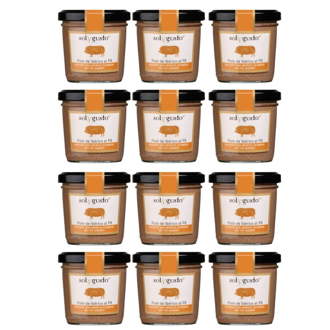 Sol y Gusto Paté de Iberico al PX Pastete vom Iberico - Schwein mit PX - Sherry Brotaufstrich Spanien (12 x 100g) - Versanel - 