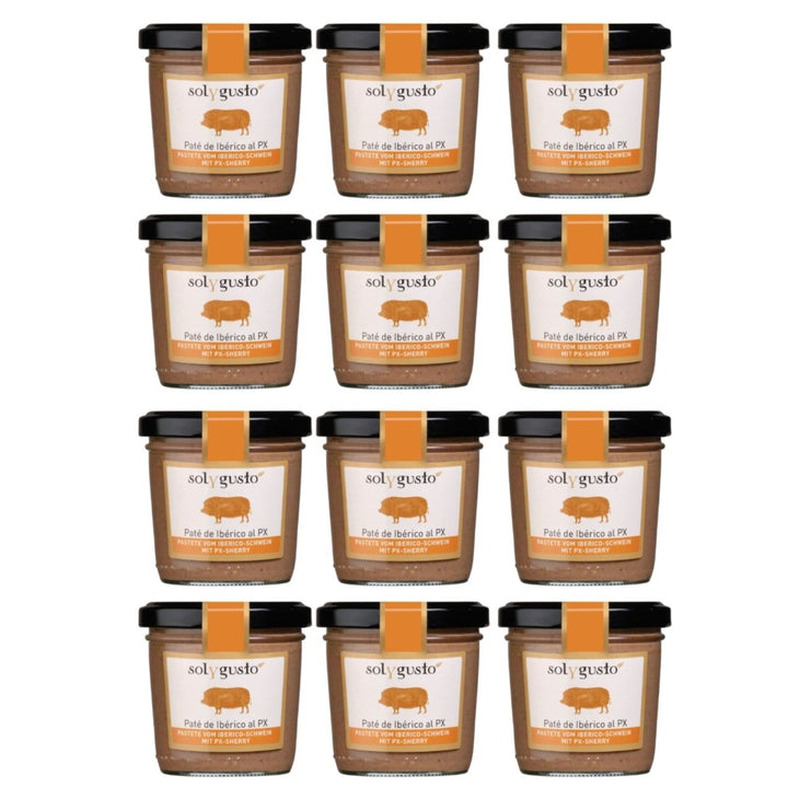 Sol y Gusto Paté de Iberico al PX Pastete vom Iberico - Schwein mit PX - Sherry Brotaufstrich Spanien (12 x 100g) - Versanel - 