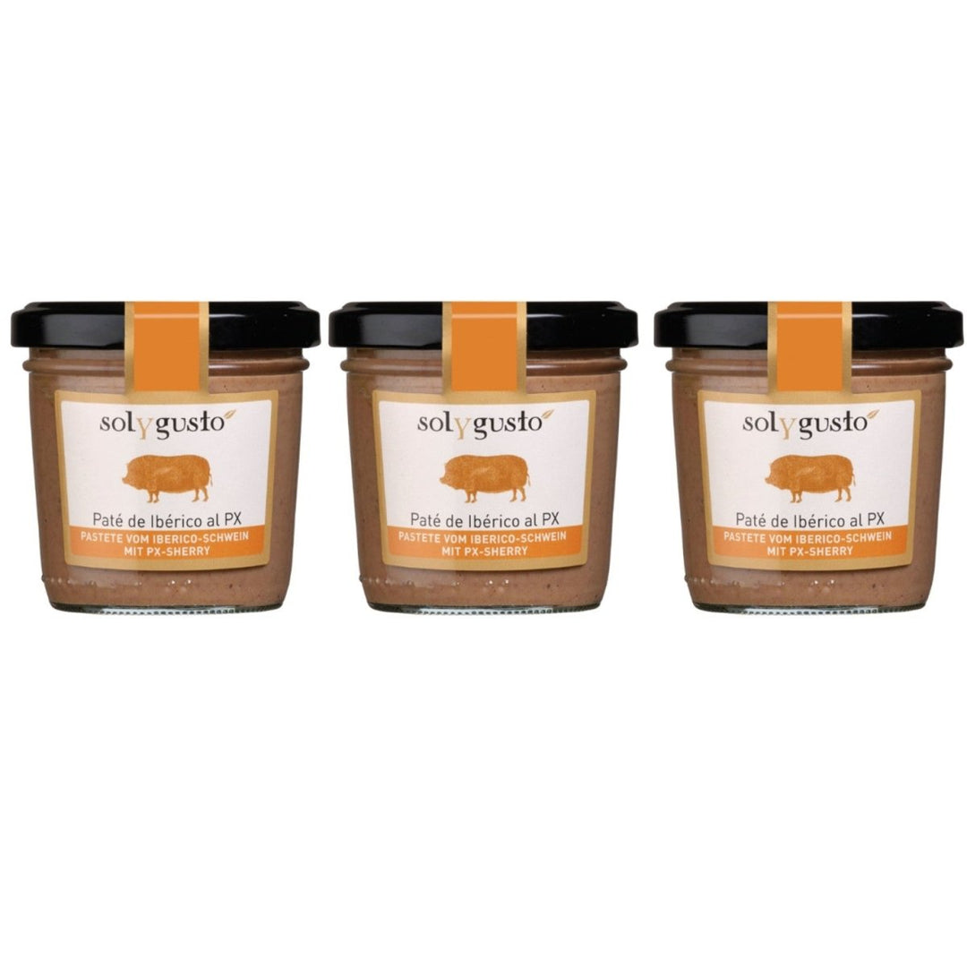 Sol y Gusto Paté de Iberico al PX Pastete vom Iberico - Schwein mit PX - Sherry Brotaufstrich Spanien (3 x 100g) - Versanel - 