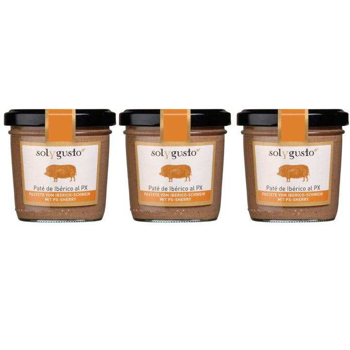 Sol y Gusto Paté de Iberico al PX Pastete vom Iberico - Schwein mit PX - Sherry Brotaufstrich Spanien (3 x 100g) - Versanel - 