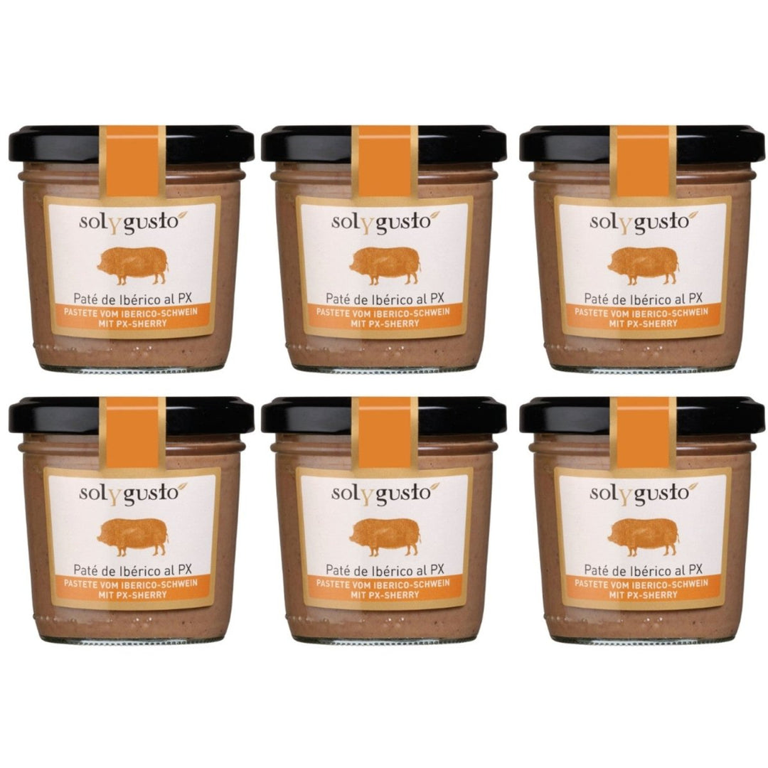 Sol y Gusto Paté de Iberico al PX Pastete vom Iberico - Schwein mit PX - Sherry Brotaufstrich Spanien (6 x 100g) - Versanel - 