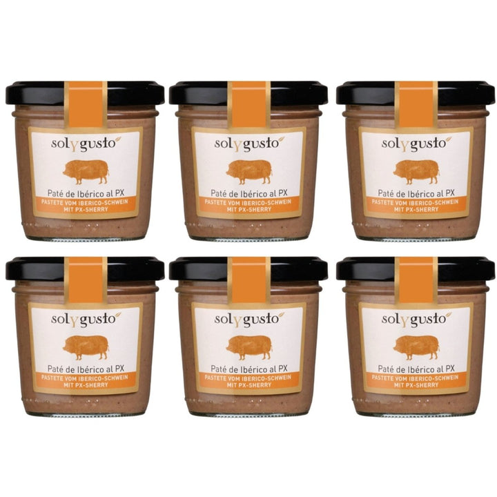 Sol y Gusto Paté de Iberico al PX Pastete vom Iberico - Schwein mit PX - Sherry Brotaufstrich Spanien (6 x 100g) - Versanel - 