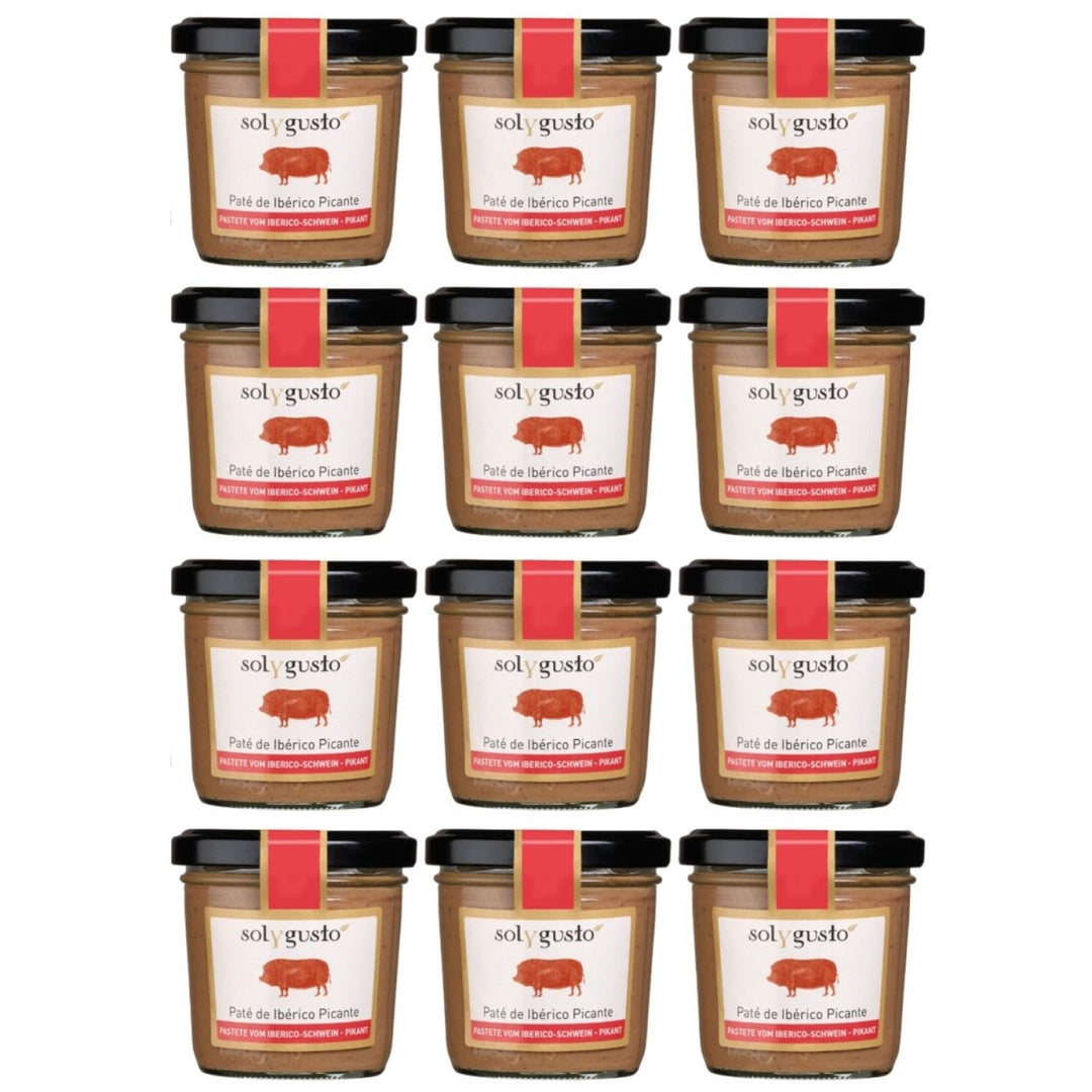 Sol y Gusto Paté de Iberico Picante Pastete vom Iberico - Schwein Brotaufstrich Spanien (12 x 100g) - Versanel - 