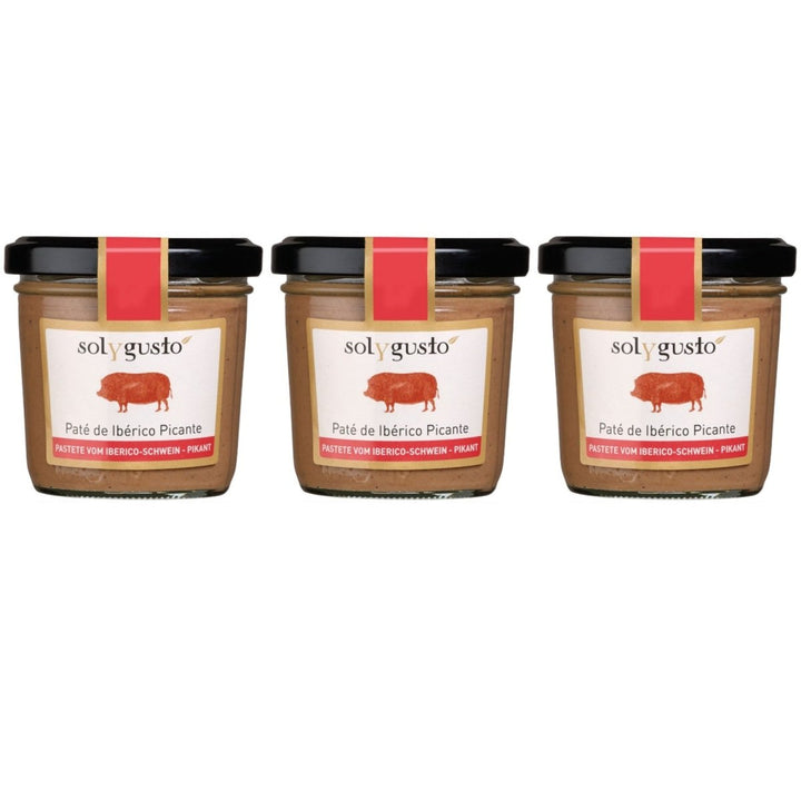 Sol y Gusto Paté de Iberico Picante Pastete vom Iberico - Schwein Brotaufstrich Spanien (3 x 100g) - Versanel - 