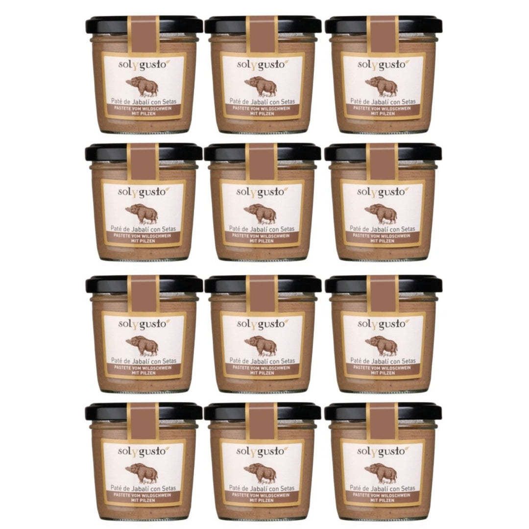 Sol y Gusto Paté de Jabali con Setas Pastete Wildschwein mit Pilzen Brotaufstrich Spanien (12 x 100g) - Versanel - 