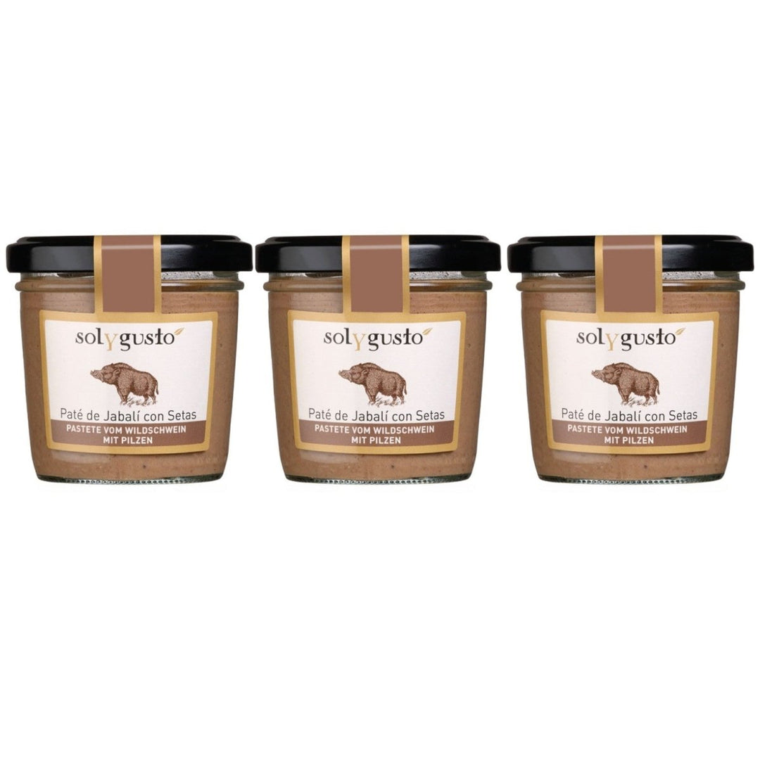 Sol y Gusto Paté de Jabali con Setas Pastete Wildschwein mit Pilzen Brotaufstrich Spanien (3 x 100g) - Versanel - 