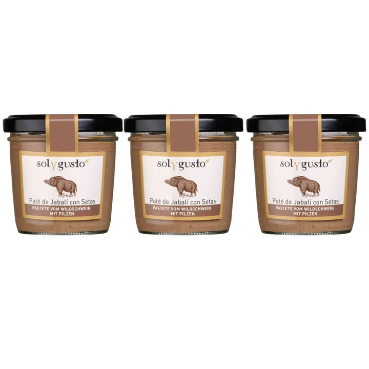 Sol y Gusto Paté de Jabali con Setas Pastete Wildschwein mit Pilzen Brotaufstrich Spanien (3 x 100g) - Versanel - 