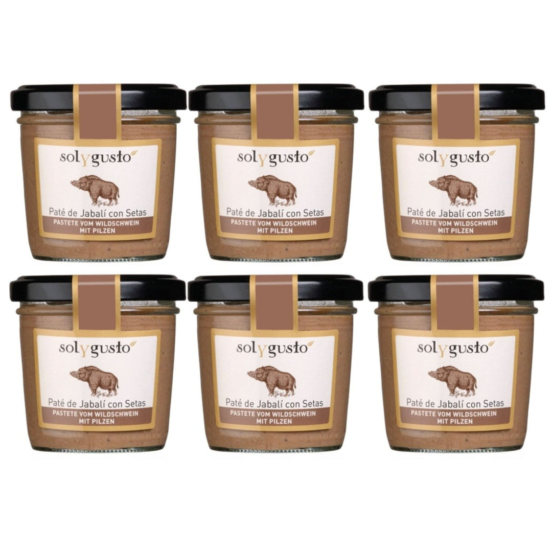 Sol y Gusto Paté de Jabali con Setas Pastete Wildschwein mit Pilzen Brotaufstrich Spanien (6 x 100g) - Versanel - 