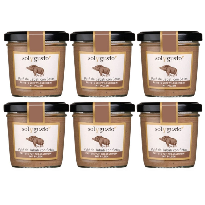 Sol y Gusto Paté de Jabali con Setas Pastete Wildschwein mit Pilzen Brotaufstrich Spanien (6 x 100g) - Versanel - 
