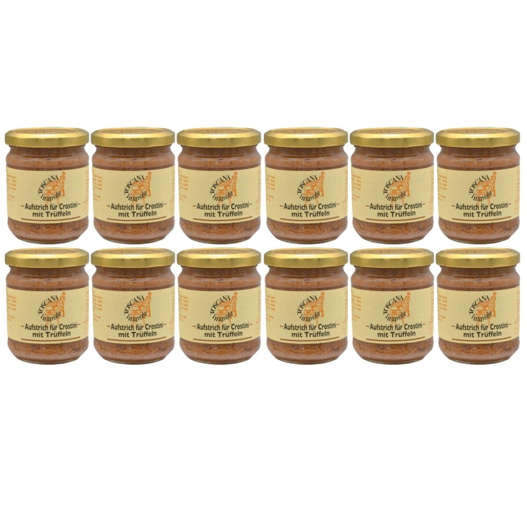 Toscana in Tavola Aufstrich für Crostini mit Trüffeln Leberpastete mit Trüffel Klassischer italienischer Brotaufstrich Italien (12 x 180g) - Versanel - 