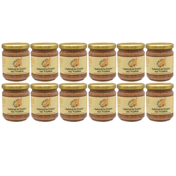 Toscana in Tavola Aufstrich für Crostini mit Trüffeln Leberpastete mit Trüffel Klassischer italienischer Brotaufstrich Italien (12 x 180g) - Versanel - 