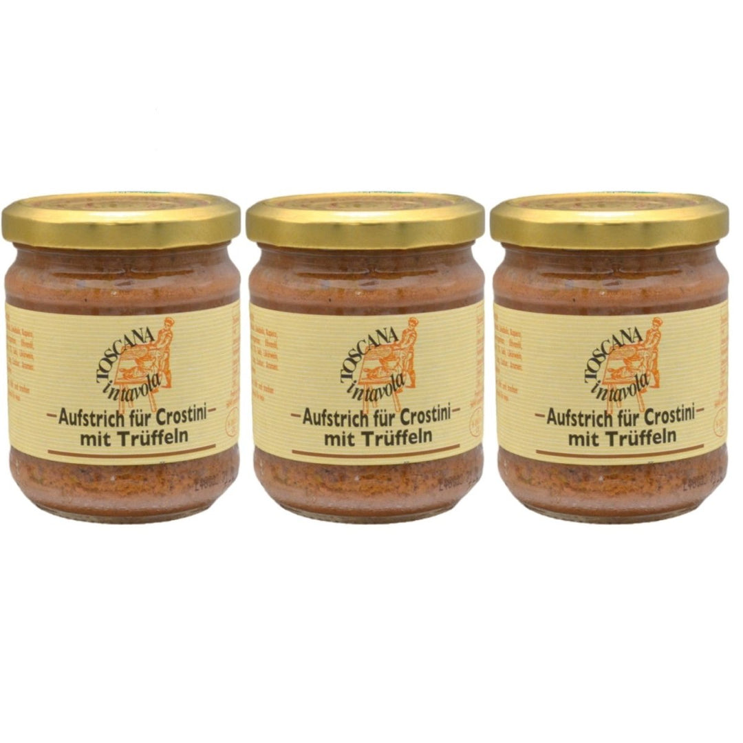Toscana in Tavola Aufstrich für Crostini mit Trüffeln Leberpastete mit Trüffel Klassischer italienischer Brotaufstrich Italien (3 x 180g) - Versanel - 