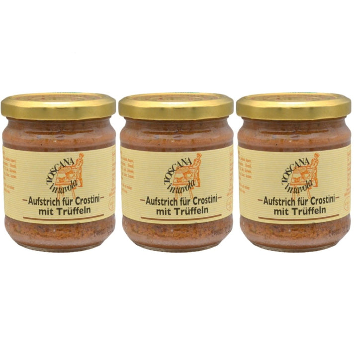 Toscana in Tavola Aufstrich für Crostini mit Trüffeln Leberpastete mit Trüffel Klassischer italienischer Brotaufstrich Italien (3 x 180g) - Versanel - 