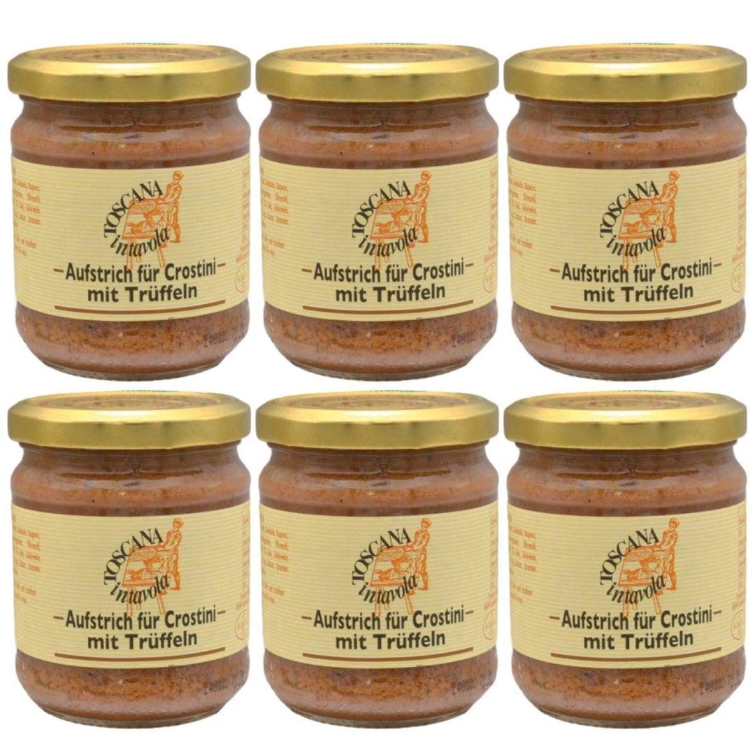 Toscana in Tavola Aufstrich für Crostini mit Trüffeln Leberpastete mit Trüffel Klassischer italienischer Brotaufstrich Italien (6 x 180g) - Versanel - 