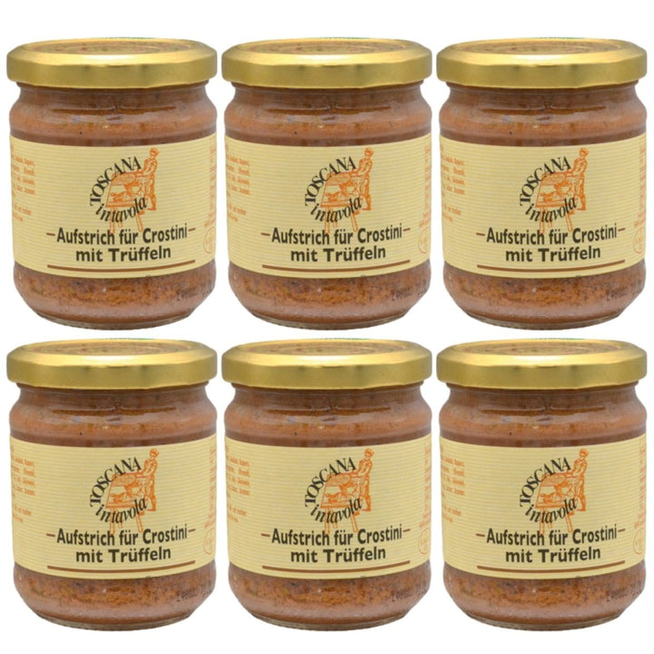 Toscana in Tavola Aufstrich für Crostini mit Trüffeln Leberpastete mit Trüffel Klassischer italienischer Brotaufstrich Italien (6 x 180g) - Versanel - 