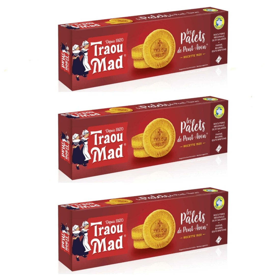 Traou Mad Dicke Buttergaletten aus Pont Aven Süßgebäck Frankreich (3 x 100g) - Versanel - 