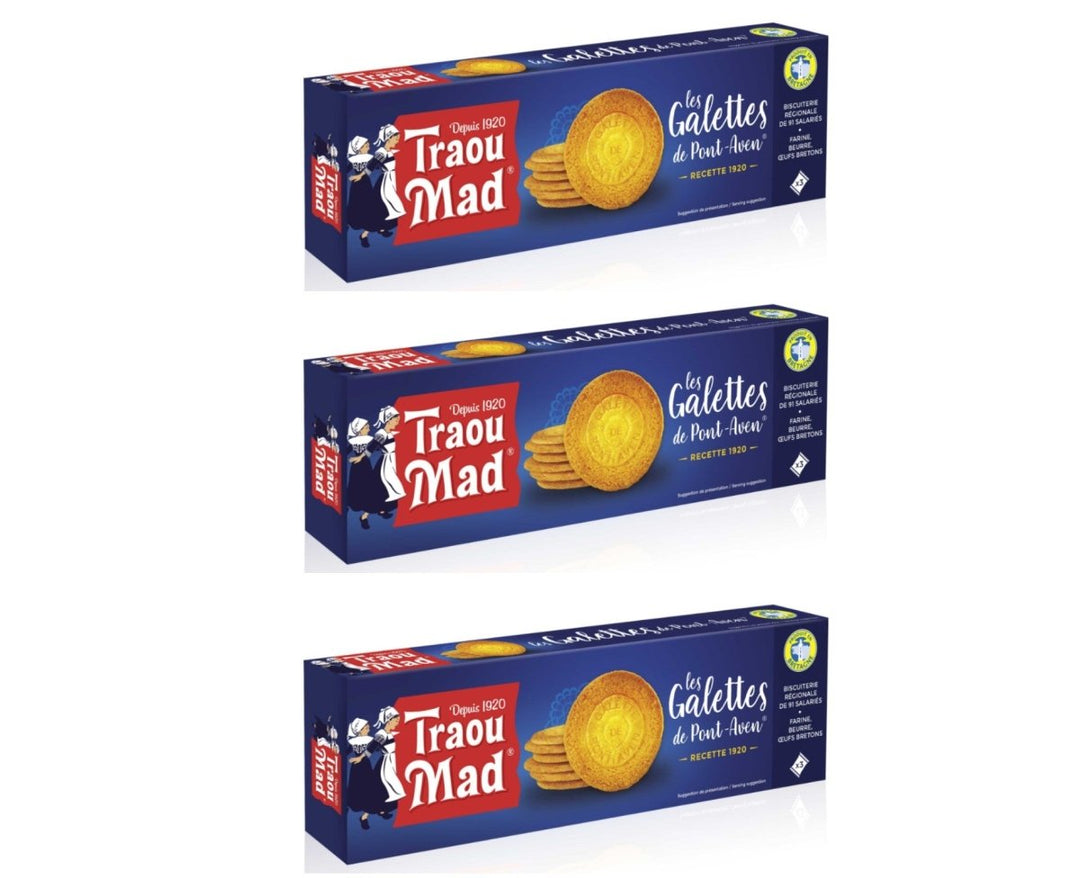 Traou Mad Feine Buttergaletten aus Pont Aven Süßgebäck Frankreich (3 x 100g) - Versanel - 