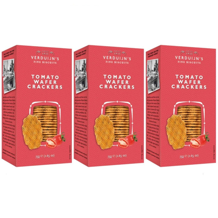 VERDUIJN'S VERDUIJN'S T Waffeln mit Käse Tomaten und Basilikum Cracker Feingebäck Snack Niederlande (3 x 75g) - Versanel -