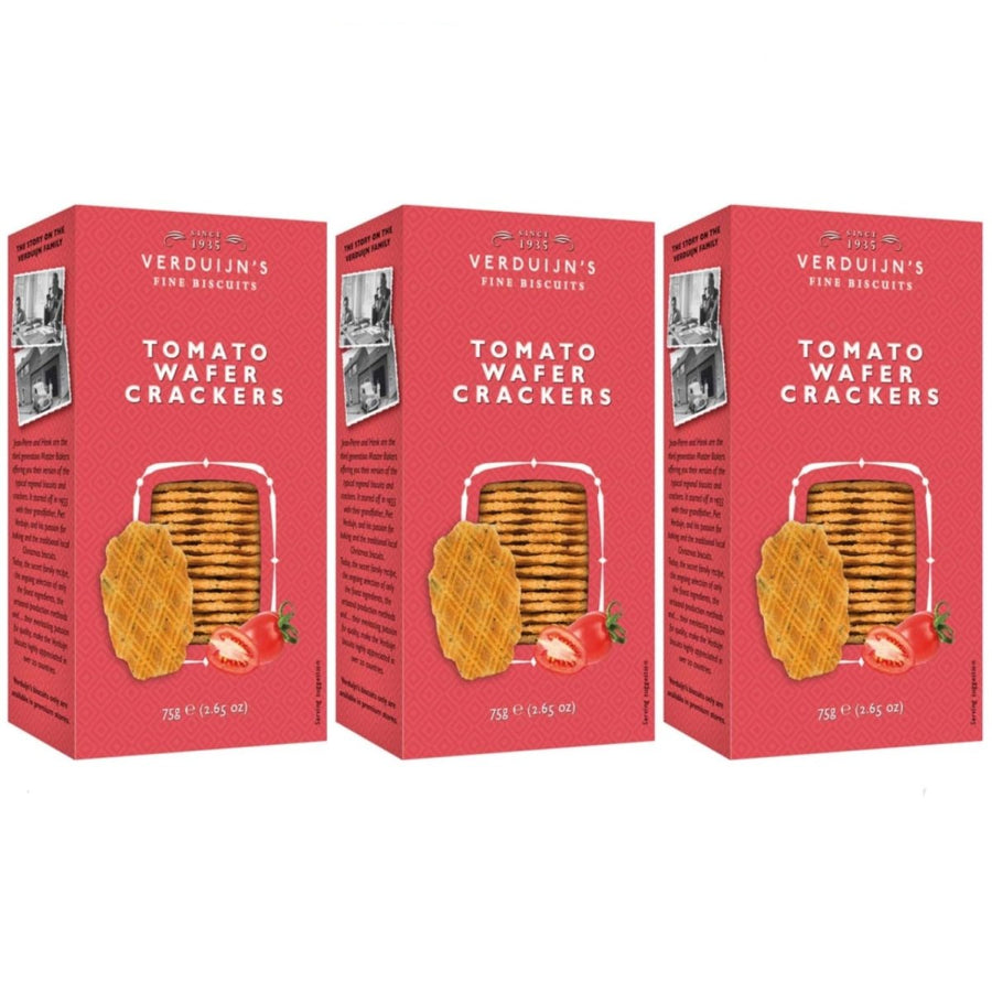VERDUIJN'S VERDUIJN'S T Waffeln mit Käse Tomaten und Basilikum Cracker Feingebäck Snack Niederlande (3 x 75g) - Versanel -