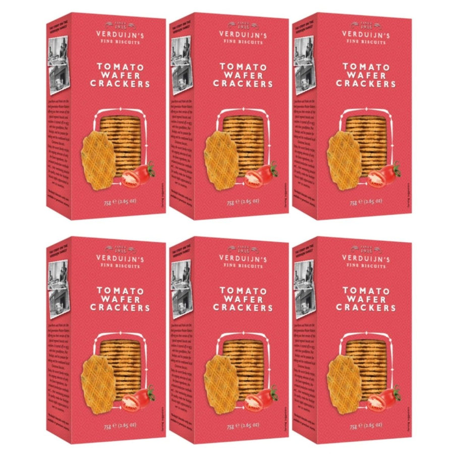 VERDUIJN'S VERDUIJN'S T Waffeln mit Käse Tomaten und Basilikum Cracker Feingebäck Snack Niederlande (6 x 75g) - Versanel -