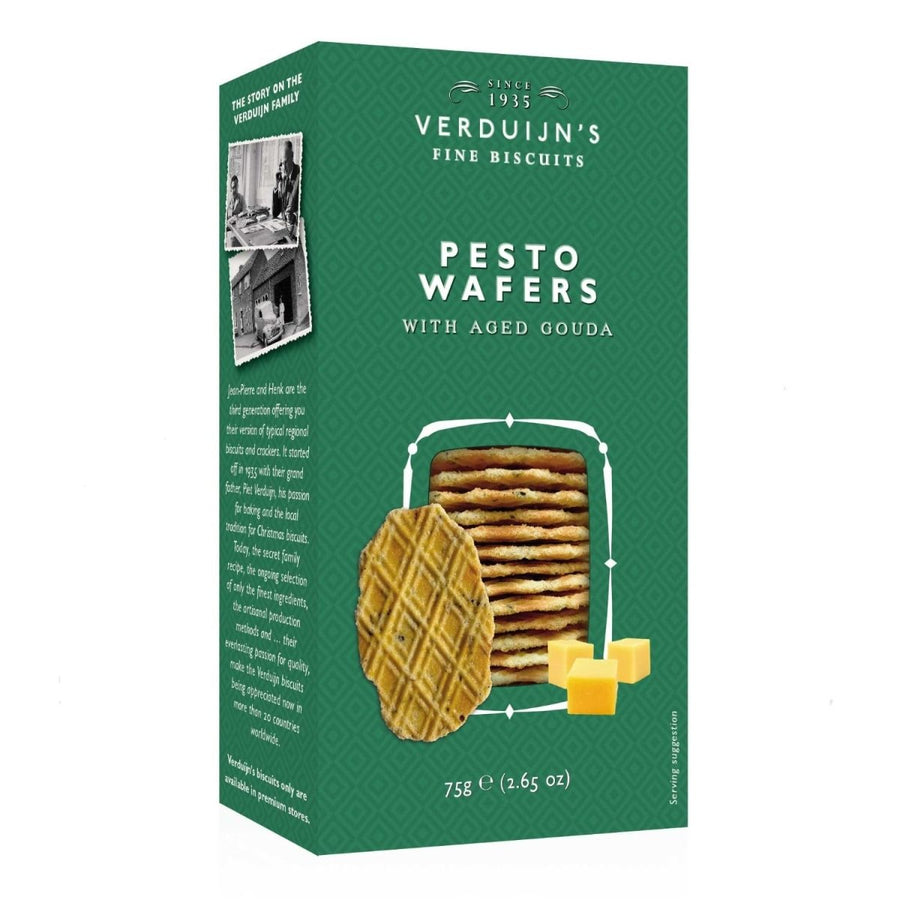 VERDUIJN'S Waffeln Pesto mit altem Gouda Cracker Feingebäck Snack Niederlande (1 x 75g) - Versanel -