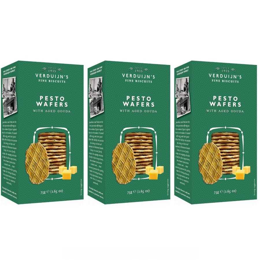 VERDUIJN'S Waffeln Pesto mit altem Gouda Cracker Feingebäck Snack Niederlande (3 x 75g) - Versanel -
