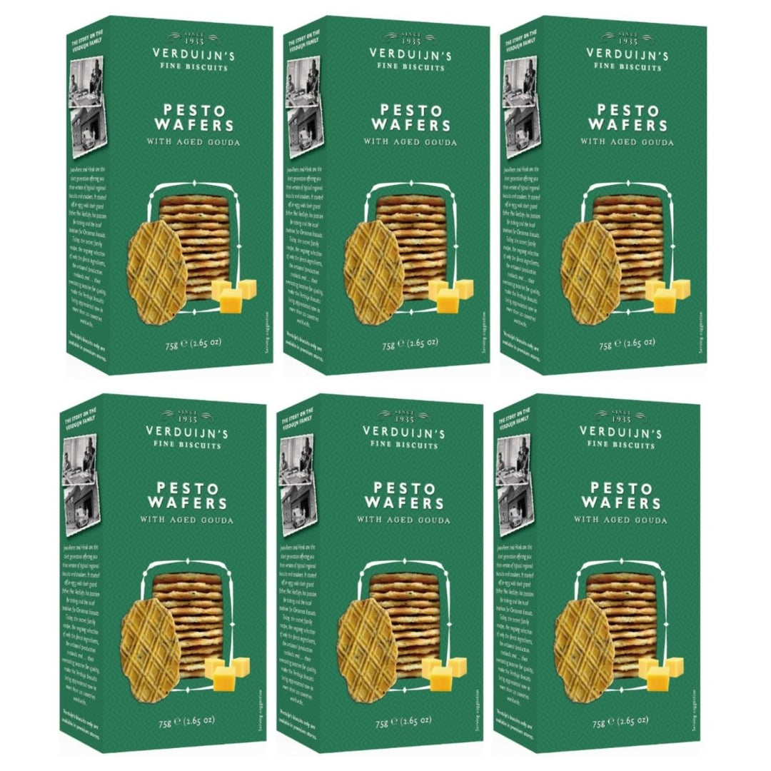VERDUIJN'S Waffeln Pesto mit altem Gouda Cracker Feingebäck Snack Niederlande (6 x 75g) - Versanel -