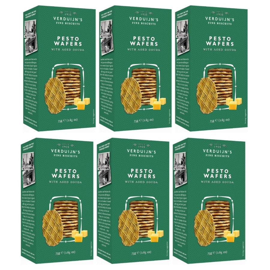 VERDUIJN'S Waffeln Pesto mit altem Gouda Cracker Feingebäck Snack Niederlande (6 x 75g) - Versanel -