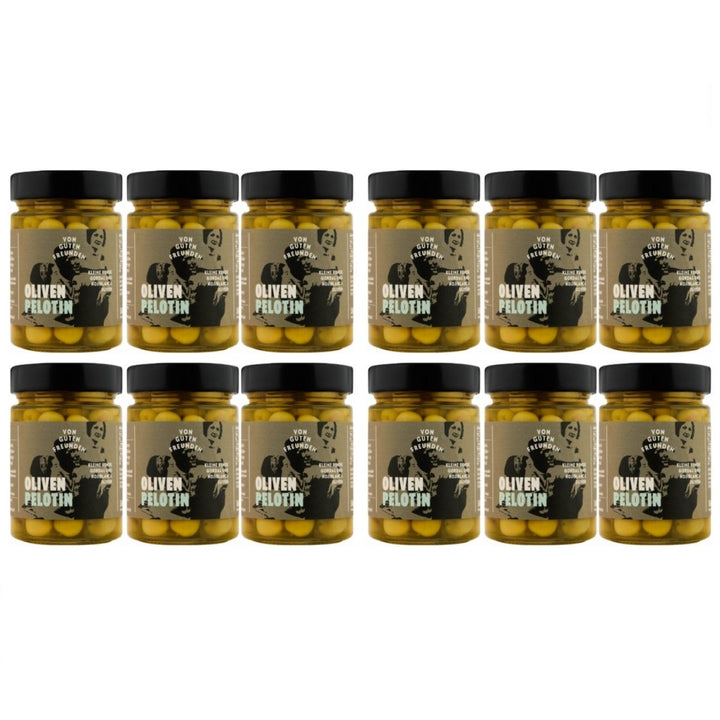 Von guten Freunden Grüne Oliven mit Stein Oliven Pelotin Spanien (12 x 380 g) - Versanel - 