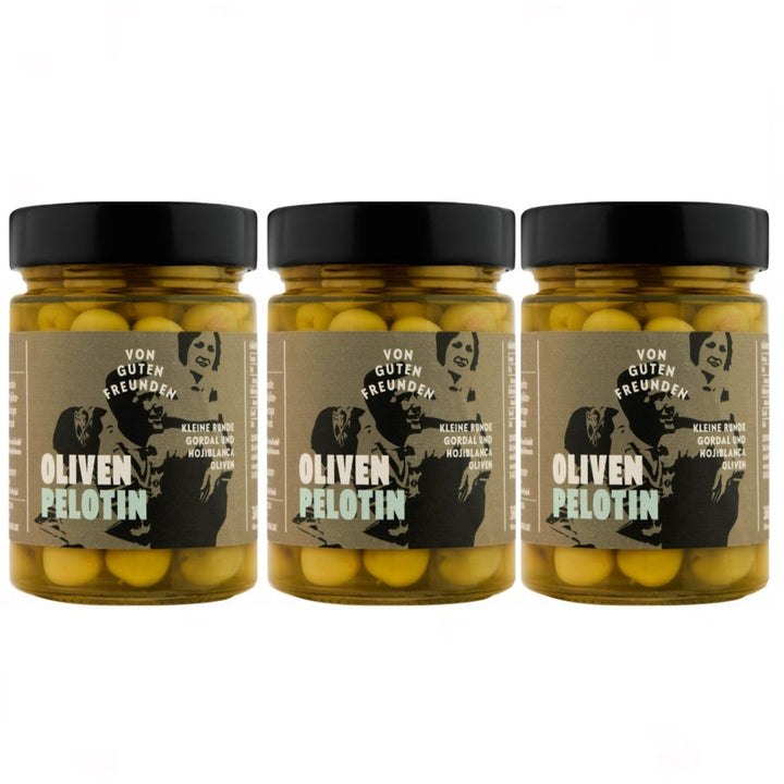 Von guten Freunden Grüne Oliven mit Stein Oliven Pelotin Spanien (3 x 380 g) - Versanel - 