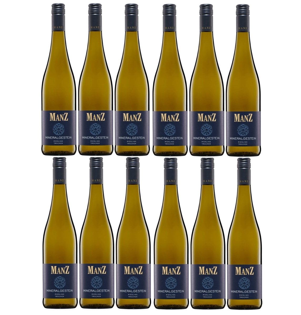 Weingut Manz Riesling Mineralgestein trocken weiß vegan Deutschland (12 x 0,75 l) - Versanel - 