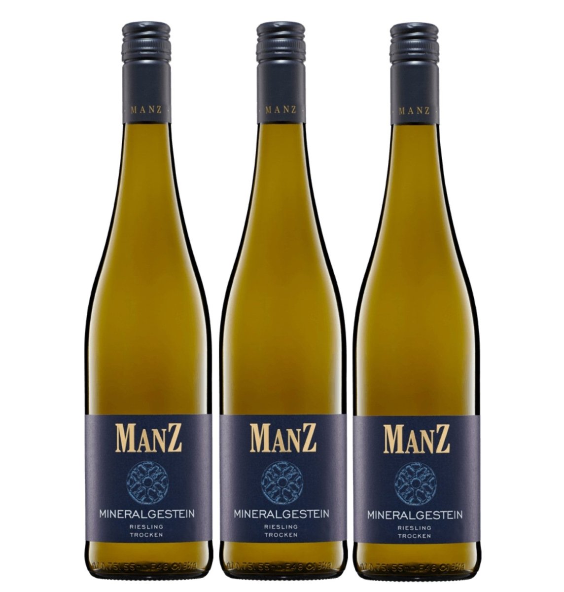 Weingut Manz Riesling Mineralgestein trocken weiß vegan Deutschland (3 x 0,75 l) - Versanel - 