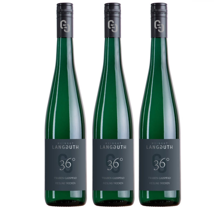 Weingut Ulrich Langguth 36° Traben Gaispfad Riesling Weißwein Wein trocken (3 x 0.75l) - Versanel - 