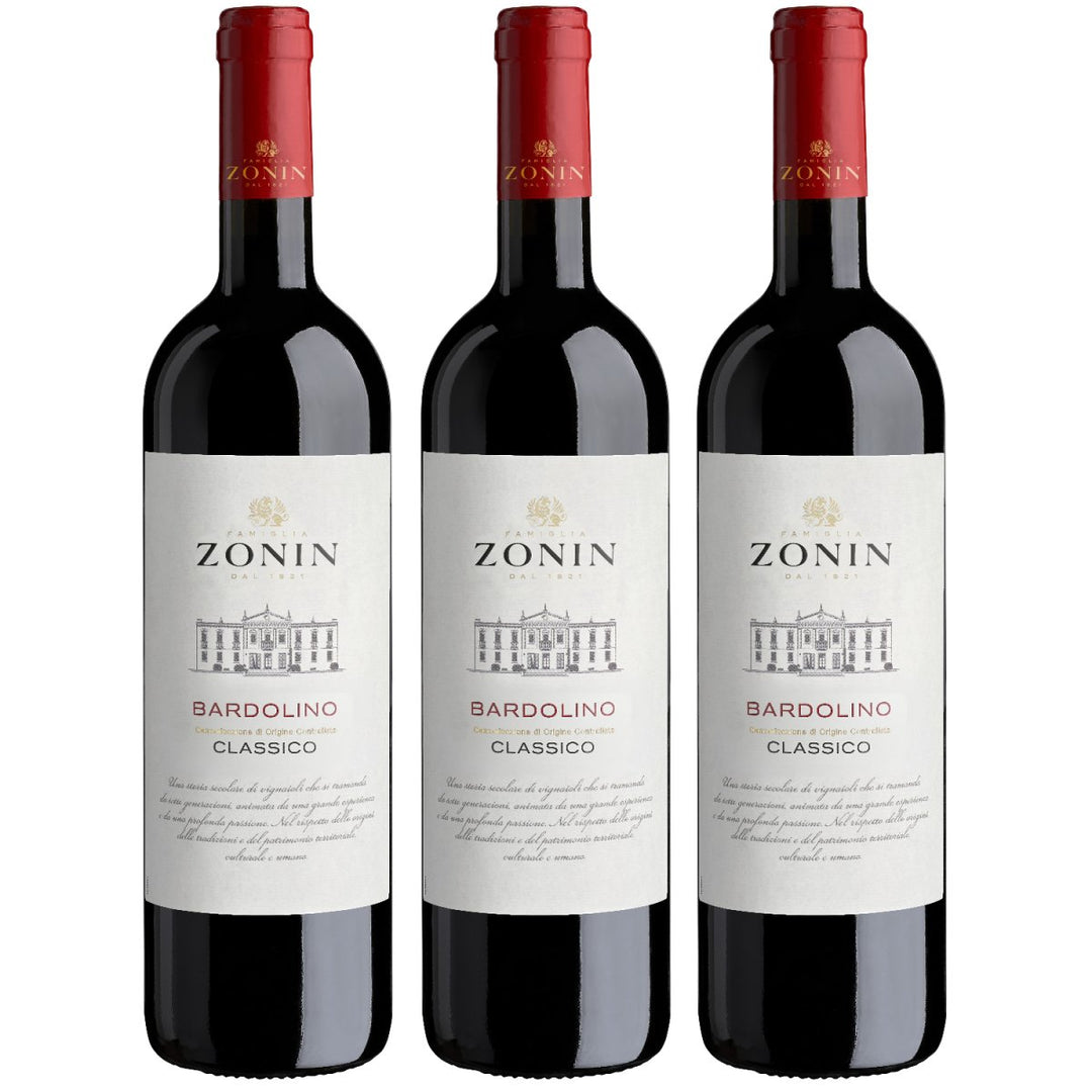 Zonin Classici Bardolino DOC Classico Rotwein Wein Trocken Bardolino Italien (3 x 0,75l) - Versanel - Wein