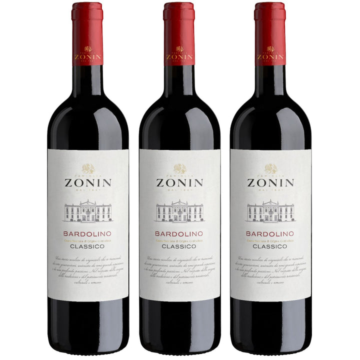 Zonin Classici Bardolino DOC Classico Rotwein Wein Trocken Bardolino Italien (3 x 0,75l) - Versanel - Wein
