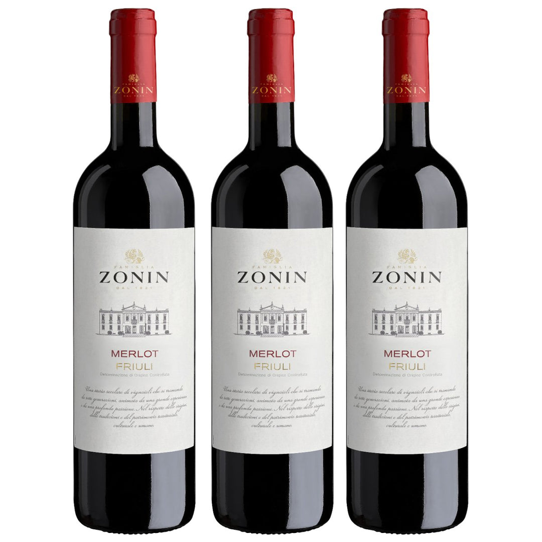 Zonin Classici Merlot DOC Friuli Aquileia Rotwein Wein Trocken Friuli Aquileia Italien (3 x 0,75l) - Versanel - Wein