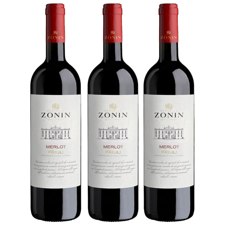 Zonin Classici Merlot DOC Friuli Aquileia Rotwein Wein Trocken Friuli Aquileia Italien (3 x 0,75l) - Versanel - Wein