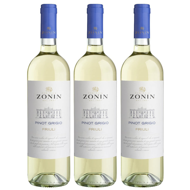 Zonin Classici Pinot Grigio Friuli DOC Weißwein Wein Trocken Friuli Aquileia Italien (3 x 0,75l) - Versanel - Wein