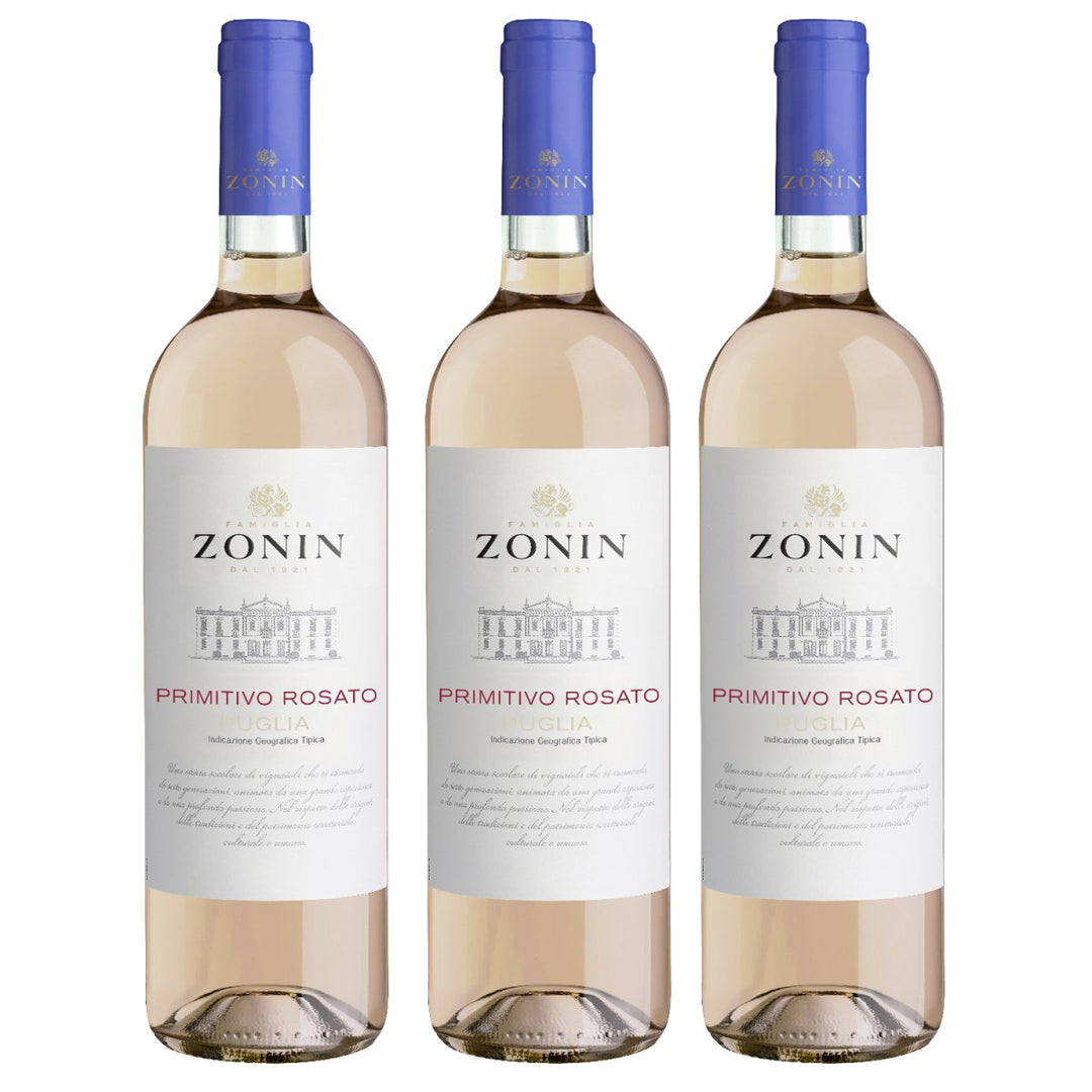 Zonin Classici Primitivo Puglia Rosato IGT Roséwein Wein Trocken Puglia Italien (3 x 0,75l) - Versanel - Wein