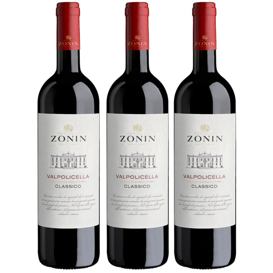 Zonin Classici Valpolicella DOC Classico Rotwein Wein Trocken Valpolicella Italien (3 x 0,75l) - Versanel - Wein