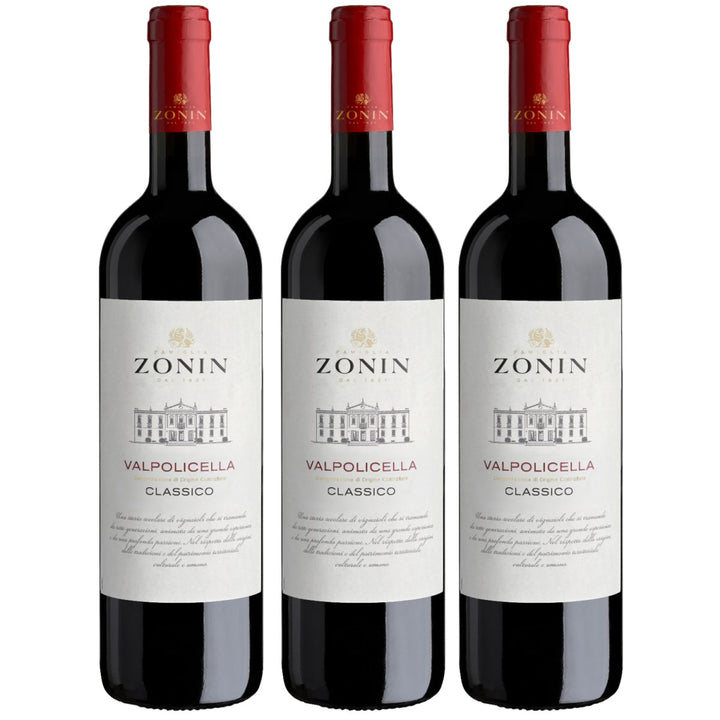 Zonin Classici Valpolicella DOC Classico Rotwein Wein Trocken Valpolicella Italien (3 x 0,75l) - Versanel - Wein