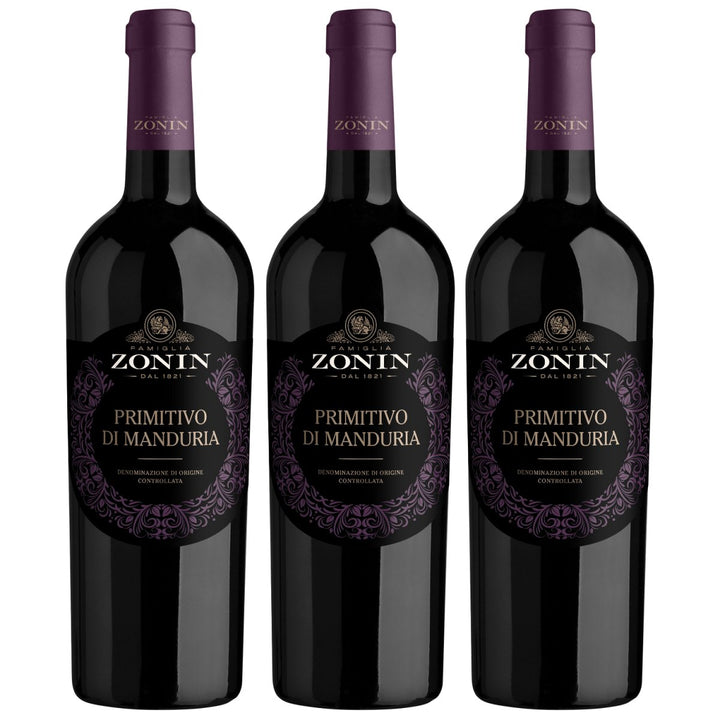 Zonin Primitivo Di Manduria DOC Rotwein Wein Halbtrocken Primitivo di Manduria Italien (3 x 0,75l) - Versanel - Wein
