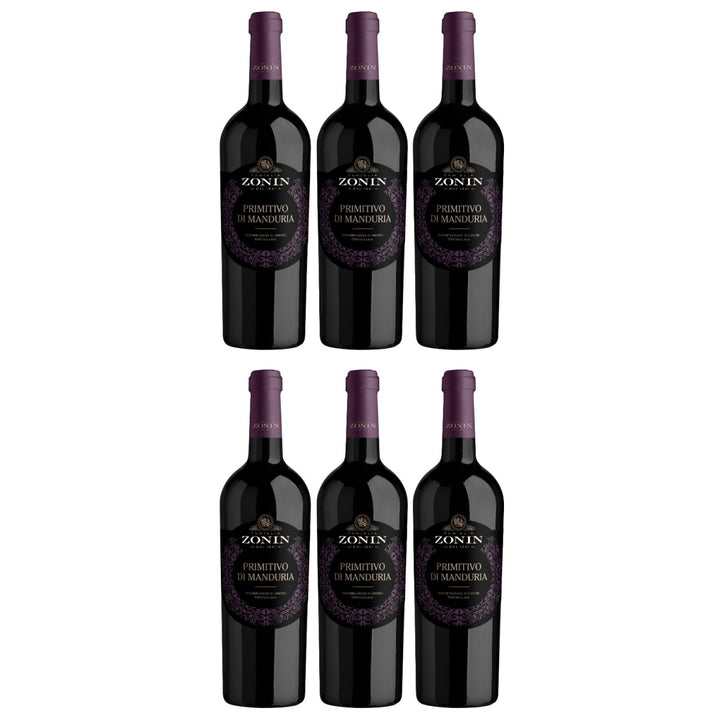 Zonin Primitivo Di Manduria DOC Rotwein Wein Halbtrocken Primitivo di Manduria Italien (6 x 0,75l) - Versanel - Wein