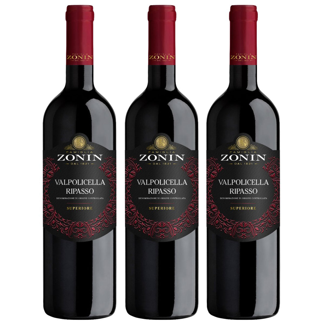 Zonin Ripasso Valpolicella Superiore DOC Rotwein Wein Trocken Valpolicella Italien (3 x 0,75l) - Versanel - Wein